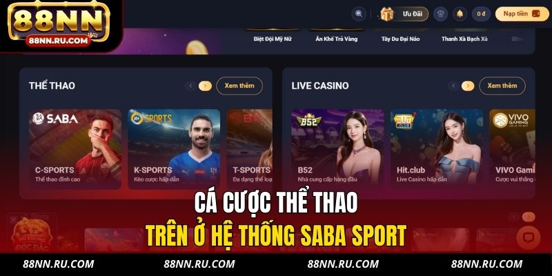 Cá cược thể thao trên ở hệ thống SABA Sport