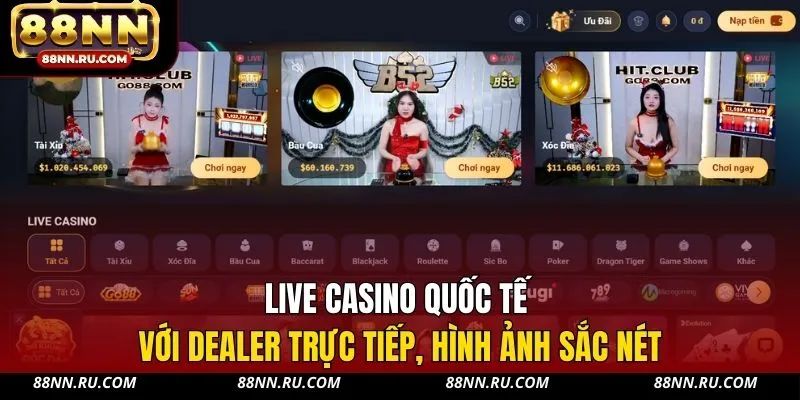 Live Casino quốc tế với dealer trực tiếp, hình ảnh sắc nét Live Casino quốc tế với dealer trực tiếp, hình ảnh sắc nét